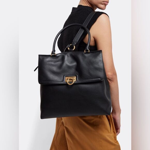 Salvatore Ferragamo Trifolio Black Leather Backpack - Picture 1 of 15